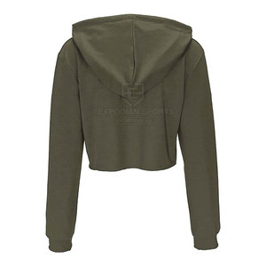 Design Your Own Customized Women Crop <b>Top</b> Hoodies <b>Winter</b> 100% Cotton Front Logo Position Eco-Friendly & Breathable - Product Image 2