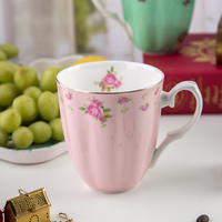 Offre Spéciale – Tasse à Café en Porcelaine Fine (Bone China) Style Nordique, Sans BPA, Résistante à la Chaleur, Compatible Lave-Vaisselle, Motif Floral, Idéale pour la Maison et le Bureau