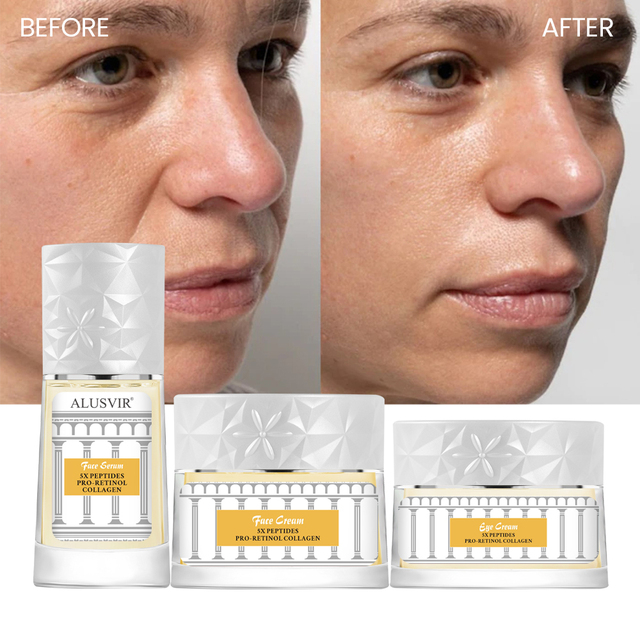 Private Label Collagen Peptide Vitamin C Anti-Aging Wrinkle Lift Face Skin Care Facial Serum Cream Set