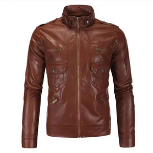 Chaqueta de Cuero PU de Moda para Hombre, Chaqueta de Motociclista de Alta Calidad con Cuello Alto, Ropa Exterior Informal Moderna, Venta al Por Mayor OEM - Product Image 5