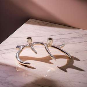 Portavelas de Metal con Base de asta de plata de alta calidad, diseño elegante de linterna para decoración del hogar - Product Image 1