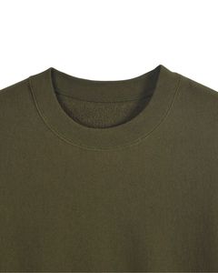 Olive <b>Green</b> <b>Fleece</b> Sweatshirt for <b>Men</b> Crewneck Pullover Long Sleeve Casual Soft Cotton Winter Warm OEM Custom Design - Product Image 5