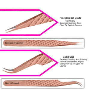 Venta al por mayor de pinzas de fibra de acero inoxidable de alta calidad Extensiones de pestañas puntiagudas Profesionales de la belleza Etiqueta privada Varios - Product Image 3