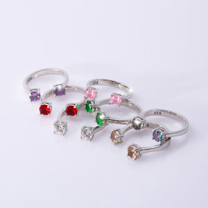 5 mm Round Cut Amethyst CZ Stone Design Adjustable Silver <b>Ring</b> Wholesale Turkish Handmade Jewellery - Product Image 4