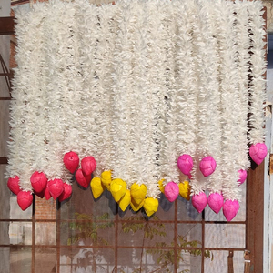 Lotus bourgeons jasmin chaîne guirlande blanc jasmin fête toile de fond mariage décor Mehndi Haldi décor Pooja toile de fond Lods tus guirlandes - Product Image 1
