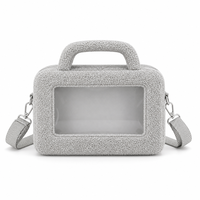 Sac à dos bandoulière mini pour femme, personnalisé avec logo, en peluche, pour cosplay anime, avec fenêtre transparente, fermeture éclair, portable, 14,9 pouces