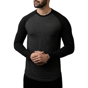 Offre Spéciale T-shirts à manches longues raglan décontractés pour hommes Coton personnalisé Plus Size Solide Raglan Manches longues Design respirant - Product Image 6