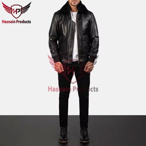 Premium Customized <b>Men's</b> Leather Motorcycle <b>Jacket</b> - Wholesale Winter Fur Lined Stylish Workmanship Black Genuine Leather - Product Image 2
