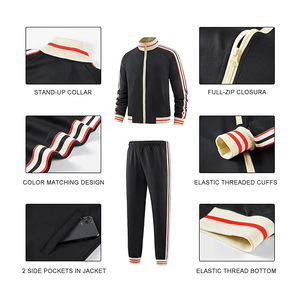 Conjunto deportivo para hombre con cremallera, chaqueta y pantalones de poliéster, transpirable, ligero, informal, para fitness y uso diario. - Product Image 4