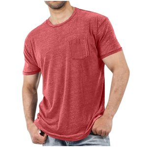 100% coton hommes coupe régulière col rond T-Shirts décontracté couleur unie séchage rapide demi manches 180g 18 couleurs grande taille M-6XL en gros - Product Image 4