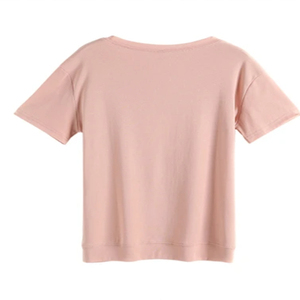 Camisetas de algodón con estampado de verano personalizado para mujer, cuello redondo, manga corta, alto, transpirable, ajustado, estilo informal, suave, sólido, Jersey con logotipo - Product Image 2