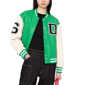 Couverture de qualité supérieure avec bouton couleur unie conception personnalisée vestes en cuir pour femmes veste universitaire à manches longues léger confortable - Product Image 1