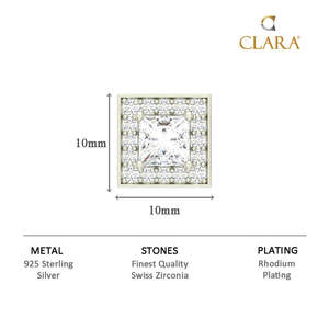 ต่างหูเงินแท้ 925 ดีไซน์เก๋สำหรับผู้ชาย รุ่น CLARA ประดับเพชรทรงเจ้าหญิง ตัดแบบเรขาคณิต สีโรสโกลด์และสีทอง เหมาะเป็นของขวัญสำหรับผู้ชายและเด็กผู้ชาย - Product Image 4