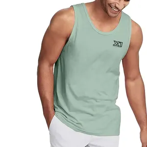 Débardeurs pour hommes très exigeants Logo personnalisé couleur unie Plus Szie col rond Fitness gilet respirant pas cher débardeurs en meilleure vente - Product Image 1