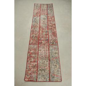 Vintage <b>Runner</b> Rug 2.1x7.7 ft (63x235 cm), Turkish <b>Red</b> Polka dot Rug - Product Image 1