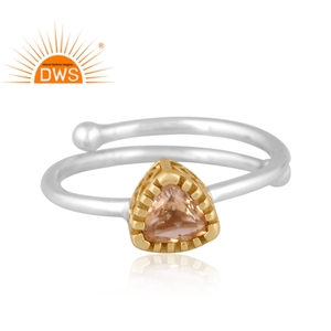 ร้อนขายปรับเงินสเตอร์ลิงธรรมชาติซิทรินพลอยซ้อนแหวนเครื่องประดับผู้ผลิต - Product Image 2