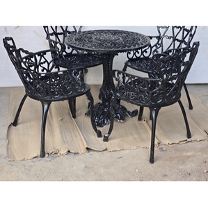 Juego de mesa de comedor de aluminio negro de gran oferta, juego de mesa redonda y sillas para el hogar, cocina, jardín y decoración de apartamentos - Product Image 2