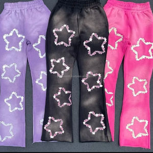 Sun Faded Joggers Distressed Men Faded Acid Sun Wash Set Pantalones de chándal bordados DTG Logo Hoodie Sweatsuit Pantalones acampanados Chándal - Product Image 2