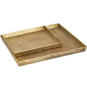 Bandeja Decorativa Redonda Clásica de Aluminio Fundido en Dorado con Diseño Art Deco, Personalizable y Hecha a Mano para Cocina y Hogar - Product Image 3