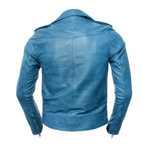 Veste en cuir véritable pour hommes, manteau de moto style motard, vêtements d'extérieur d'hiver élégants avec poches zippées et col montant - Product Image 6