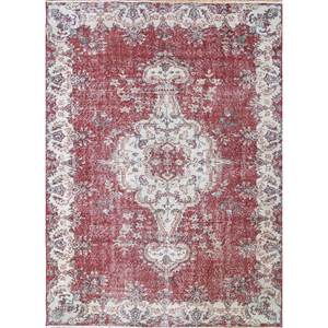 Alfombra de Lana Anudada a Mano de Gran Tamaño, Diseño de Medallón Rojo y Naranja, para Sala de Estar, Pasillo Rectangular, Modelo Pae-2916 - Product Image 1