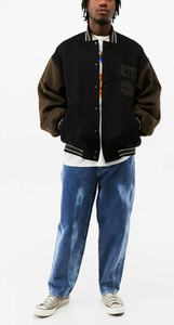 Custom Shiny Satin Varsity Bomber <b>Jacket</b> for <b>Men</b> <b>Thin</b> Warm Winter Plus Size Embroidered Work <b>Jacket</b> Letterman Style Wholesale - Product Image 2