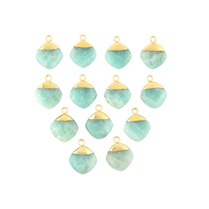 Composants et trouvailles de bijoux en forme de coussin d'amazonite naturelle Connecteur à breloques pour bricolage plaqué or - Product Image 3