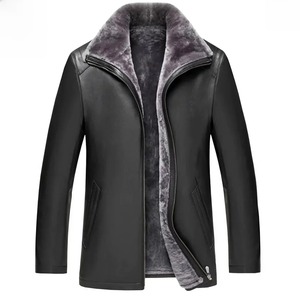 แจ็คเก็ตลำลองสไตล์วินเทจสำหรับผู้ชาย, เสื้อฟลีซหนังแท้มีซิปหนาบุผ้าแคนวาสสไตล์ใหม่สำหรับฤดูหนาว - Product Image 6