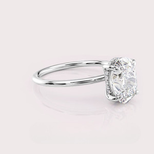 IGI Certified Oval Cut Lab Grown Diamond Engagement <b>Ring</b> Hidden Halo Solid 925 Sterling Silver Bridal <b>Ring</b> - Product Image 2