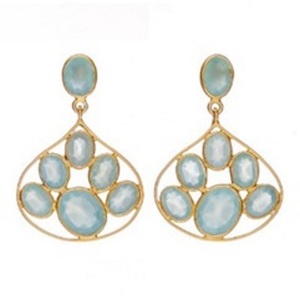 New Arrival Aqua Chalcedony Gemstone 925 Sterling Silver Oval Shape Earrings - Product Image 1