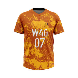 Camiseta de Béisbol Personalizada para Hombre con Cuello en V, Logotipo Frontal con Parches Personalizados, Transpirable, de Secado Rápido, de Poliéster/Algodón - Product Image 1