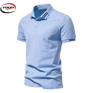 Chemises polo décontractées en coton pour hommes 100% en toile tricotée à manches courtes avec col en O Disponible en poids de tissu de 180 à 220 grammes - Product Image 2