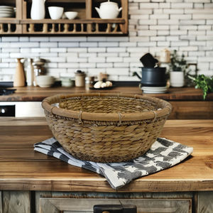 ตะกร้าเก็บของทรงกลมทำจากผักตบชวา ทออย่างประณีต เป็นมิตรต่อสิ่งแวดล้อม ใช้ได้หลากหลายสำหรับจัดเก็บของในบ้าน - Product Image 6