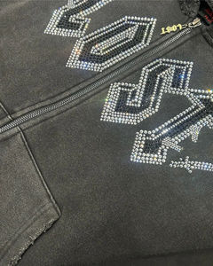 Conjunto de joggers con diamantes de imitación para hombre, 2025, fabricante de chándal de lana tecnológica, Sudadera con capucha de algodón 100% y conjunto de Jogger con servicio OEM - Product Image 2