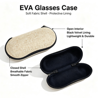 Étui à lunettes en EVA à fermeture éclair motif plume bleue, boîte à lunettes recouverte de tissu, étui de voyage portable pour lunettes, doublure souple, vente en gros personnalisée