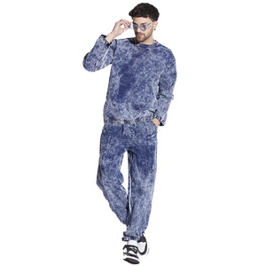 Logo personnalisé vintage hommes lavage à l'acide 100% coton ensemble de survêtement hommes col rond survêtement ensemble blanc solide soleil délavé survêtement ensemble - Product Image 2