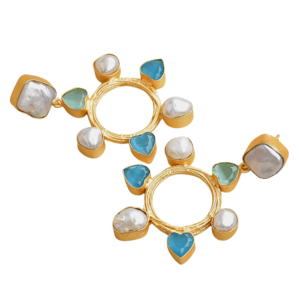 ต่างหูรูปหัวใจประดับมุกน้ำจืดทองเหลือง LJ 227 จาก Laxmi Jewelers ชุบทอง 14k ผิวด้าน ดีไซน์โบโฮชิคสำหรับผู้หญิง - Product Image 4