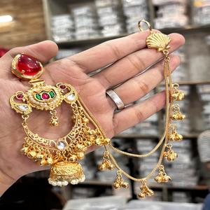 Premium Brass Base Pachi Kundan Doublet Stone Kashmiri <b>Earrings</b> <b>Gold</b> Polish <b>Earrings</b> For Women Latest Unique Design <b>Earrings</b> - Product Image 1