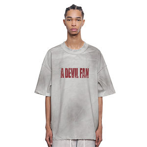 Camiseta de manga corta desgastada con lavado ácido para hombre de alta calidad, hecha a medida, holgada, de gran tamaño, precio al por mayor - Product Image 2