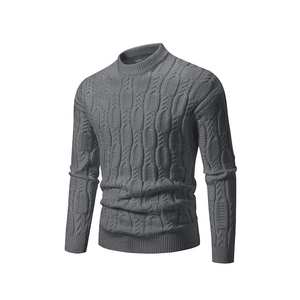 Respirant chaud col rond à manches longues couleur unie conceptions tenue tricot laine pull pull pour hommes - Product Image 1