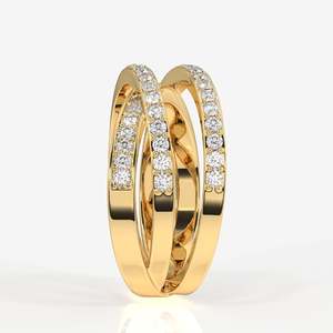 9K Gold Wedding Band with Round Cut Moissanite Diamond 3 Row <b>Ring</b> - Product Image 3