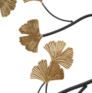 <b>Round</b> Scenery And Frame <b>Gold</b> Gingko Leaf Accent Wall Arts Easy Mounted Decorative Customized Design Metal Arts In Best Prices - Product Image 3