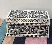 Boîte à bijoux rectangulaire carrée en os incrusté, design moderne, très demandée, pour la décoration intérieure