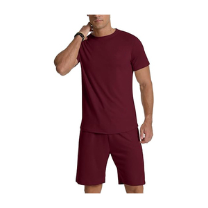 2025 haut hommes 100% coton à manches courtes été survêtement t-shirt et short ensemble avec 2 poches respirant haute qualité Premium - Product Image 4