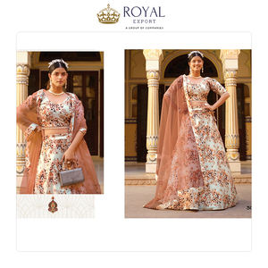 Lehenga choli คอลเลกชันชุดแต่งงานดีไซน์เนอร์ผ้าอินเดียผ้าไหมบดพิมพ์ลายดอกไม้ - Product Image 5