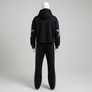 Conjuntos de Sudadera con Capucha y Pantalones Deportivos de Forro Polar con Bordado de Apliques, Talla Grande, Unisex, para Invierno, Venta al por Mayor de Fabricantes, 100% - Product Image 4