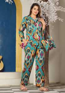 Conjunto de ropa de dormir de algodón con estampado floral para mujer hecho a medida con tubería elegante y bolsa de algodón adecuada para clientes boutique y revendedores - Product Image 5