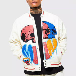 Chaqueta de bombardero Unisex personalizada de alta calidad para hombre, chaqueta blanca de lana Varsity Letterman para invierno con parche, novedad de 2024 - Product Image 1