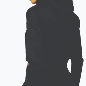 Sudaderas con capucha coreanas de algodón recortadas al por mayor para mujer, sudaderas con capucha de punto liso negro polar claro personalizadas - Product Image 6