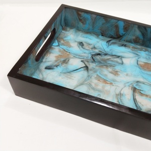 <b>Large</b> Resin Serving Tray with Wooden <b>Frame</b> Handmade Epoxy Art Tray for Coffee Table, Kitchen, Dining, Decorative Organizer Tray - Product Image 2
